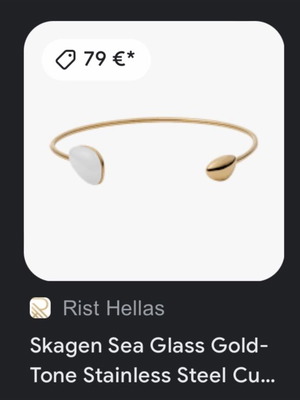Βραχιόλι cuff Skagen Denmark sea glass χρυσό σαν καινούργιο από ανοξείδωτο ατσάλι