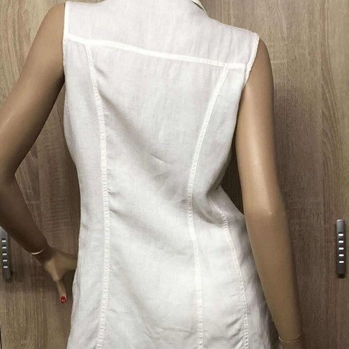 Hype sleeveless white linen shirt, size M