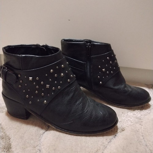 Rock-Chic Black Ankle Boots used with Studs Size 37