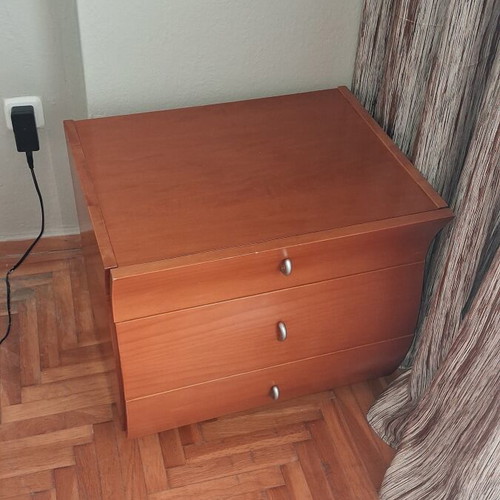 Bedroom furniture set: 2 nightstands and tall chest of drawers, cherry finish