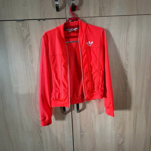 Adidas jacket orange like new, with fleece lining