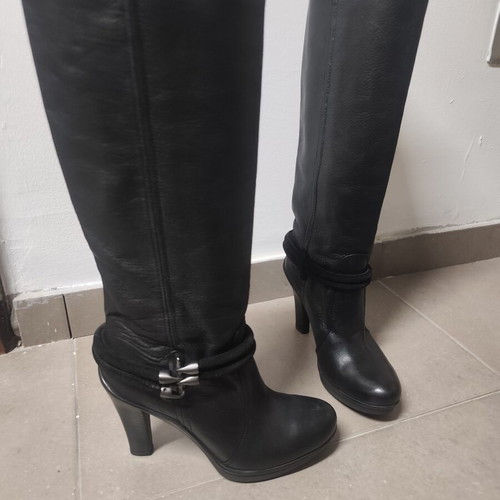 Mare leather boots like new, black, 8 cm heel, size 37