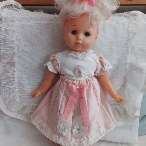 Vintage doll with handmade clothes like new