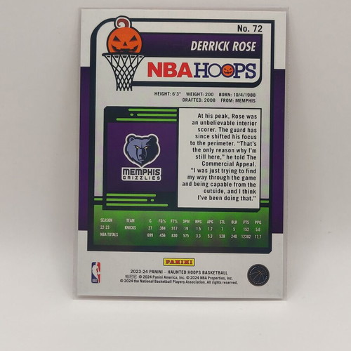 Derrick Rose Panini Haunted Hoops 2023-24 Orange card new