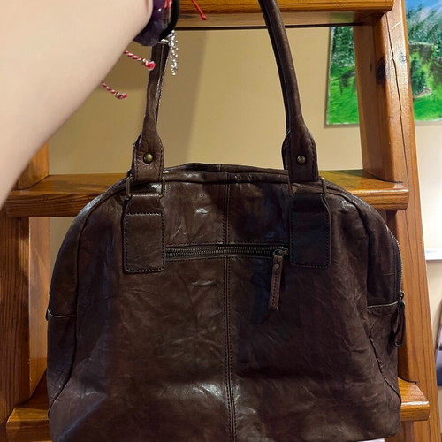 Women's leather bag used, very large, brown