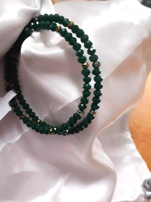 Double handmade bracelet new with shiny crystal stones in dark green