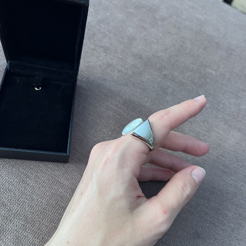 Steel ring with Mother of Pearl, statement design