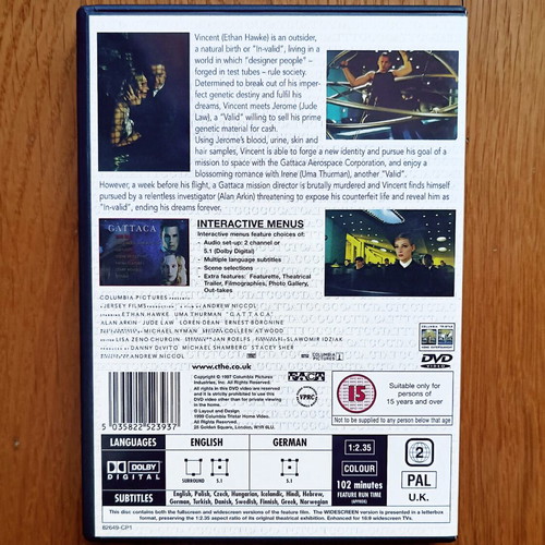Gattaca DVD μεταχειρισμένο με ελληνικούς υπότιτλους, επιστημονικής φαντασίας, θρίλερ, δράμα