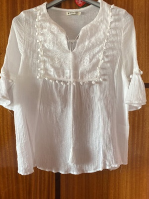Boho white summer blouse Miss Right like new, size S