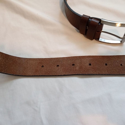 Men's leather belt 130cm used, brown, genuine leather