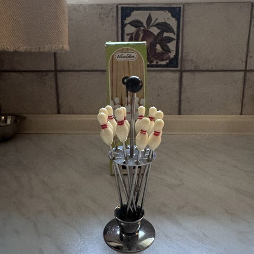 Vintage Bowling Cocktail Pick Set new