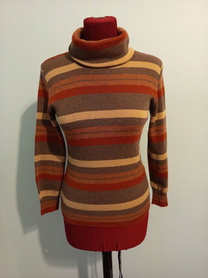 Vintage striped turtleneck sweater A.L.E. like new, wool blend