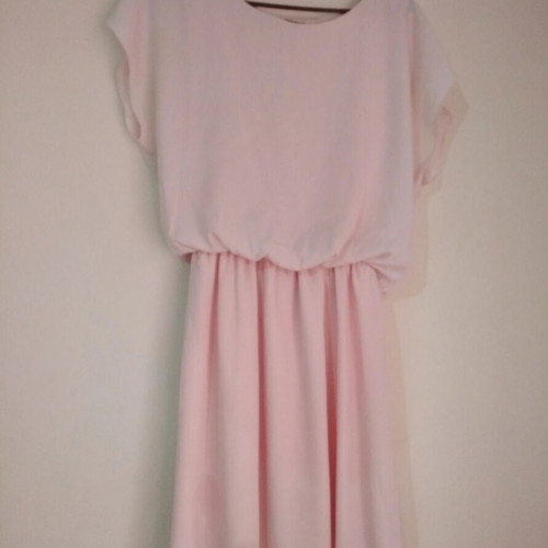 Paranoia women's knee-length dress crepe chiffon luxury fabric size M like new pink rose