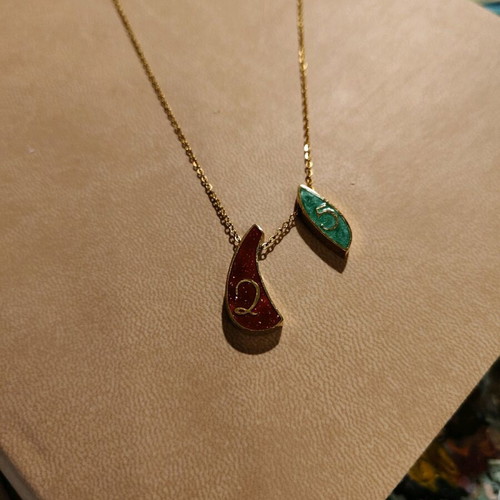 Steel necklace with number 25 in gold tone new