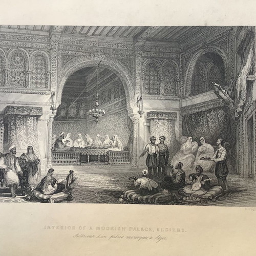 Interior of Moorish Palace in Algiers chalcography used 32x23cm