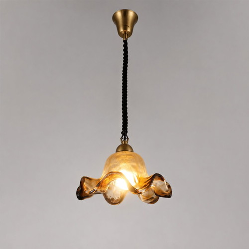 Vintage amber glass pendant light like new