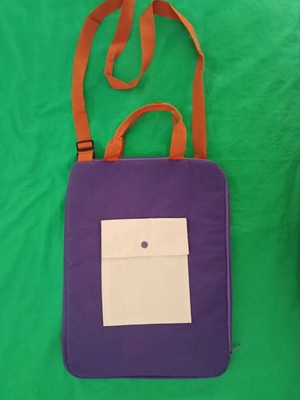 Zara briefcase used purple with orange straps