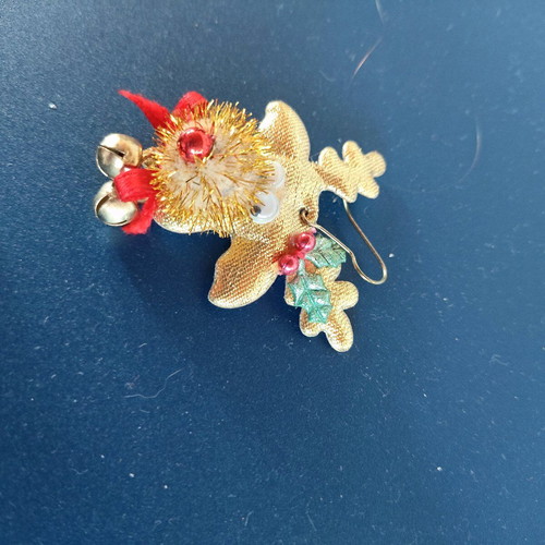 Reindeer earrings new with bell orange and gold