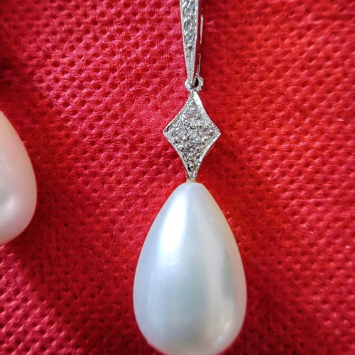 Silver 925 earrings with zircon and pearl like new