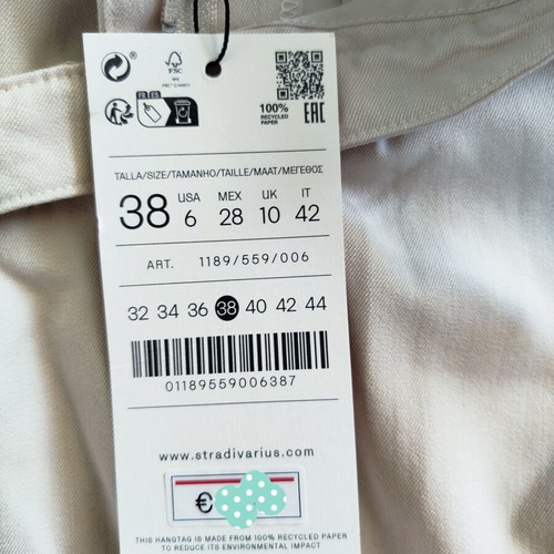 Stradivarius women's wide-leg pants beige size 38 new with tag