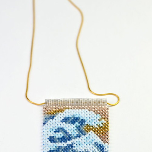 The Great Wave necklace made to order, blue and white