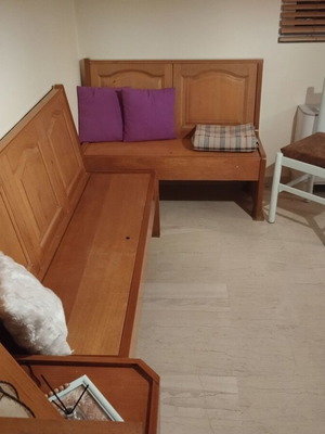 Wooden benches with storage used, set of three