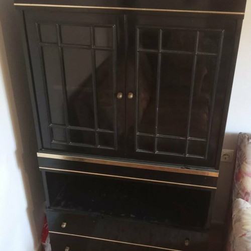 Wooden display cabinet black lacquer like new