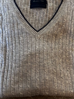 Massimo Dutti men's spring cotton sweater large gray with blue trim used