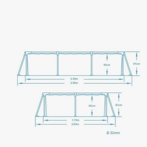 Bestway PVC Pool 2300lt with Metal Frame 259x170x61cm new