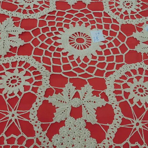 Handmade crochet tablecloth grapes 120x120 new, 50-year heirloom