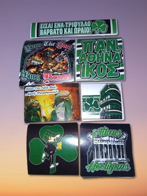 Panathinaikos stickers used, pack of 7