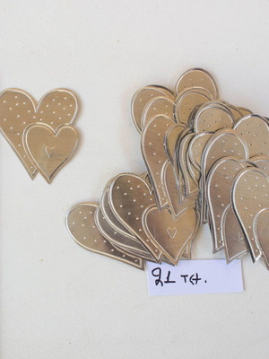 Decorative metal hearts new, pack of 21 pieces