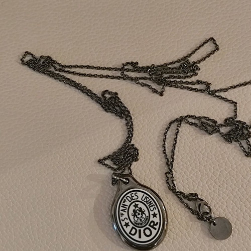 Dior vintage unisex long necklace like new, anthracite metal