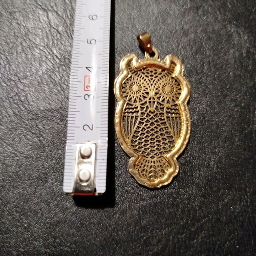 Owl pendant new, brass in golden tone