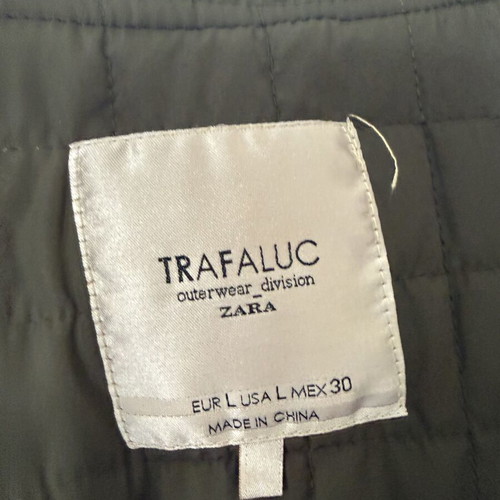 Zara Trafaluc hooded utility parka jacket, size L, dark khaki