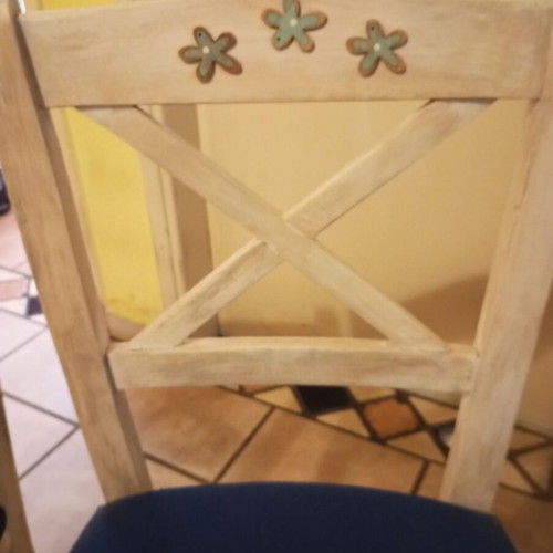Venezia wooden dining chairs set of 4 used, navy blue fabric