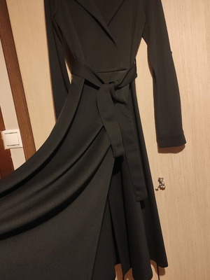 Black long dress SheX small like new with large slit and 3/4 sleeve