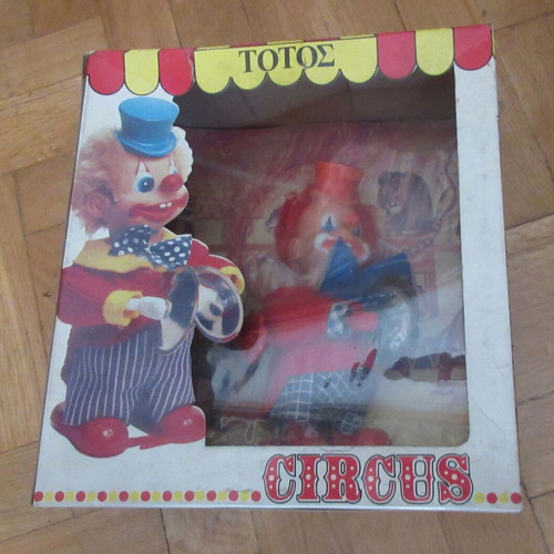 Wind-up Circus Clown Totos new, Greek made from the 70s