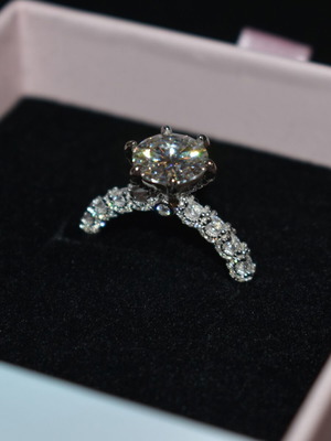 Silver moissanite solitaire ring 3.00 carats lab certified new