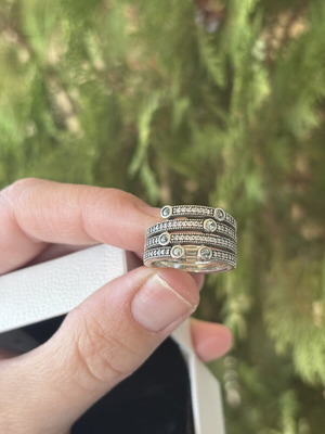 Pandora ring 191002CZF like new with white and light blue stones, size 54