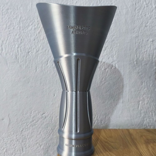 Euroleague 2026 Olympiacos Trophy new, 3D printed silver metallic