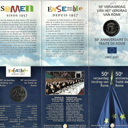 Βέλγιο 2 Ευρώ 2007 FDC Συνθήκη της Ρώμης σε blister καινούργιο