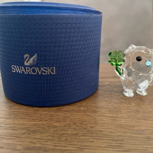 Swarovski decorative small owl with four-leaf clover like new