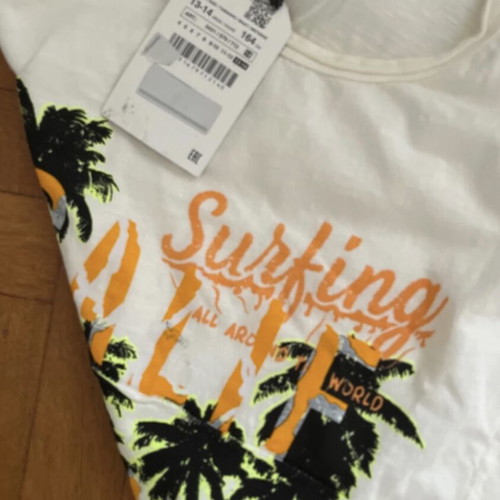 Zara printed t-shirt new unisex size 14 years white