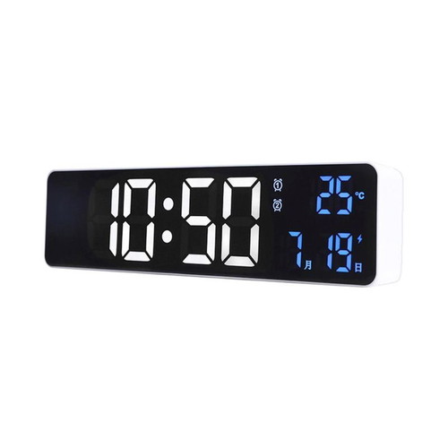 Digital table clock new, white with alarm