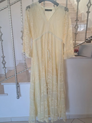 Stili Deligianni long lace formal dress with waist tie