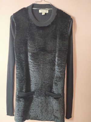 Burberry φόρεμα tunic με γούνα σαν καινούργιο, μαύρο, μέγεθος M