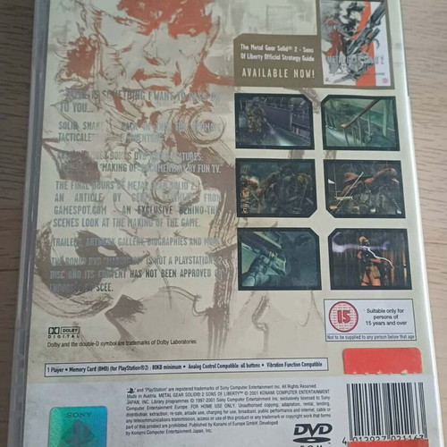 Metal Gear Solid 2 Sons of Liberty PS2 used with bonus DVD