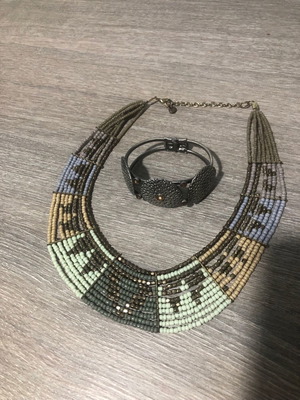 Matching necklace and bracelet set used