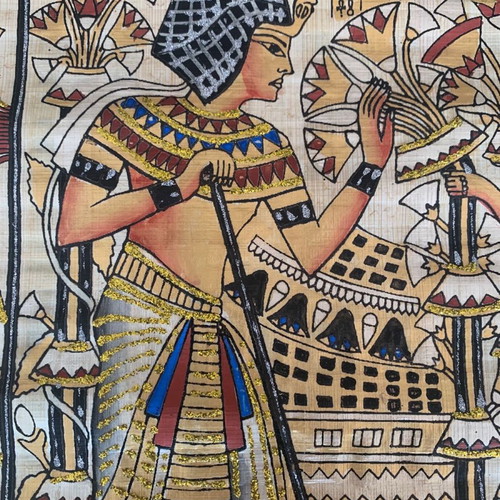 Papyrus Egyptian handmade painting used with embossed details